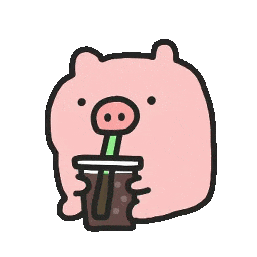 pig drinking boba